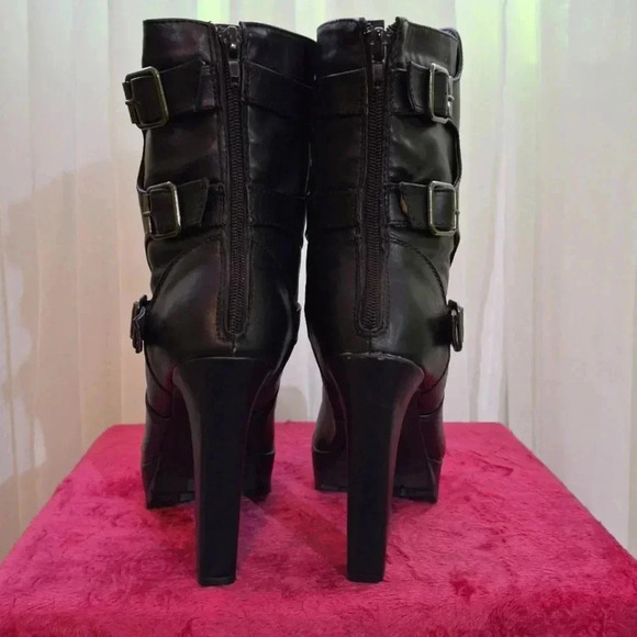JUSTFAB  "Barbara" NWOT platform high heel biker boot. Rare. - Picture 3 of 7